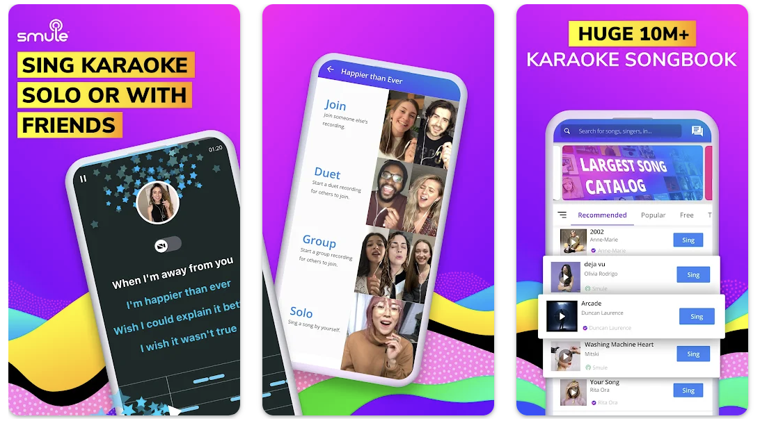 Editor interface of Smule mobile application to create a karaoke song