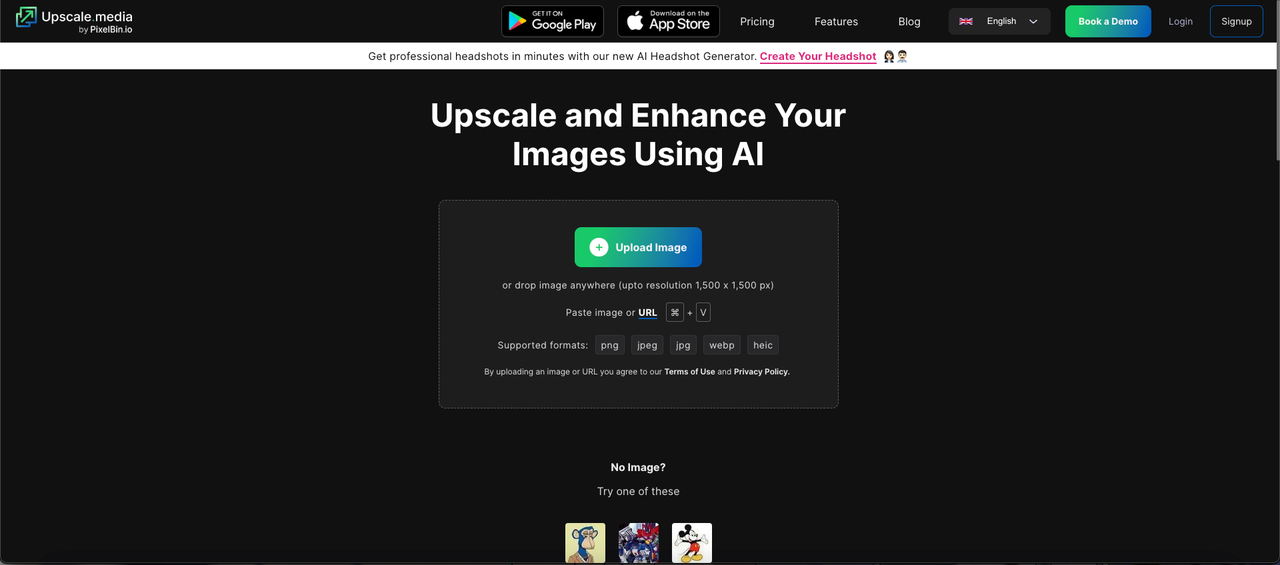 Upscale.media AI enlarger free