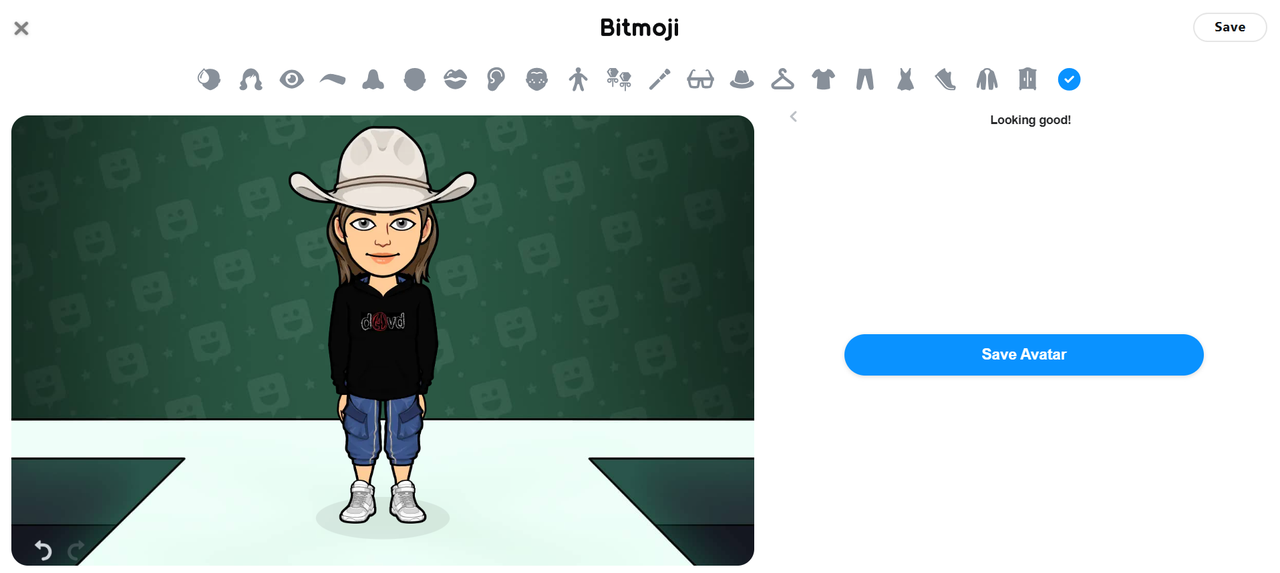 Editing the avatar in Bitmoji