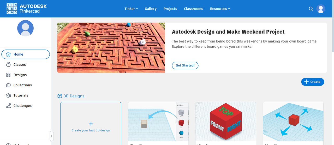 Tinkercad's interface