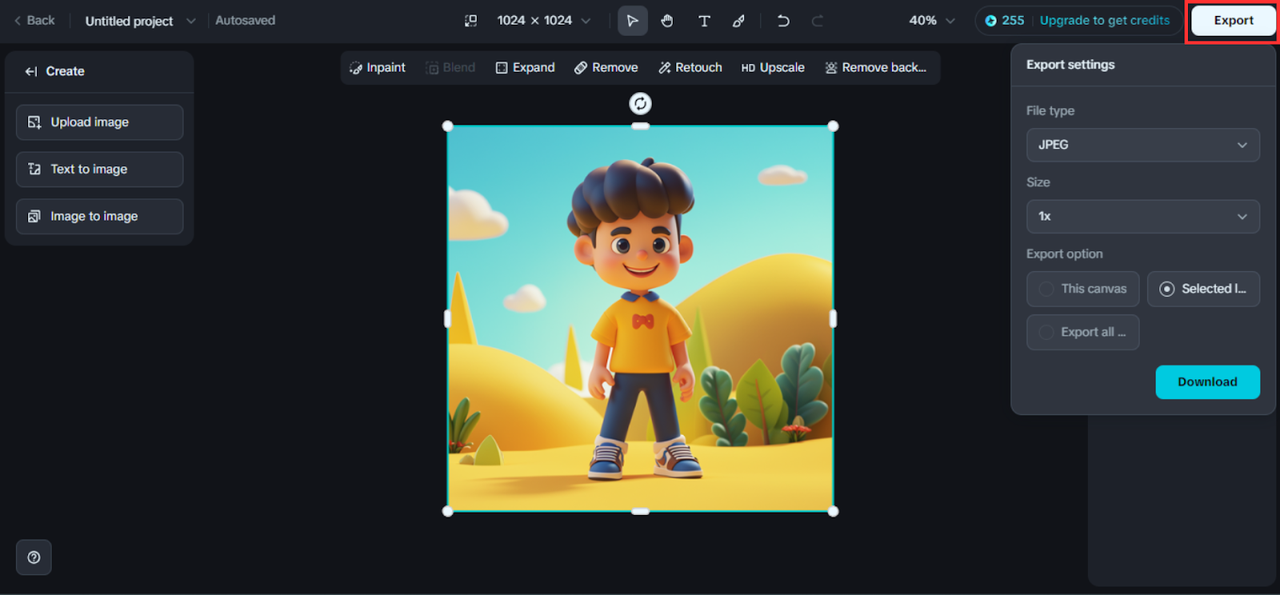 Export your 3D cartoon character