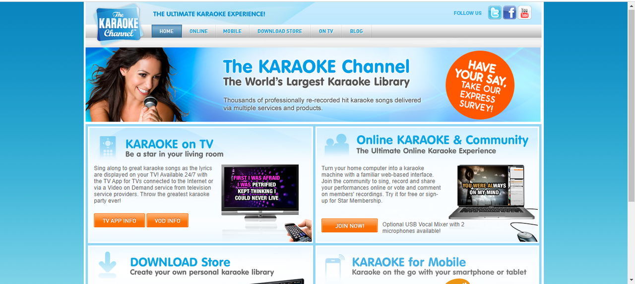 Interface of the KARAOKE Channel - a known platform to download karaoke music with lyrics