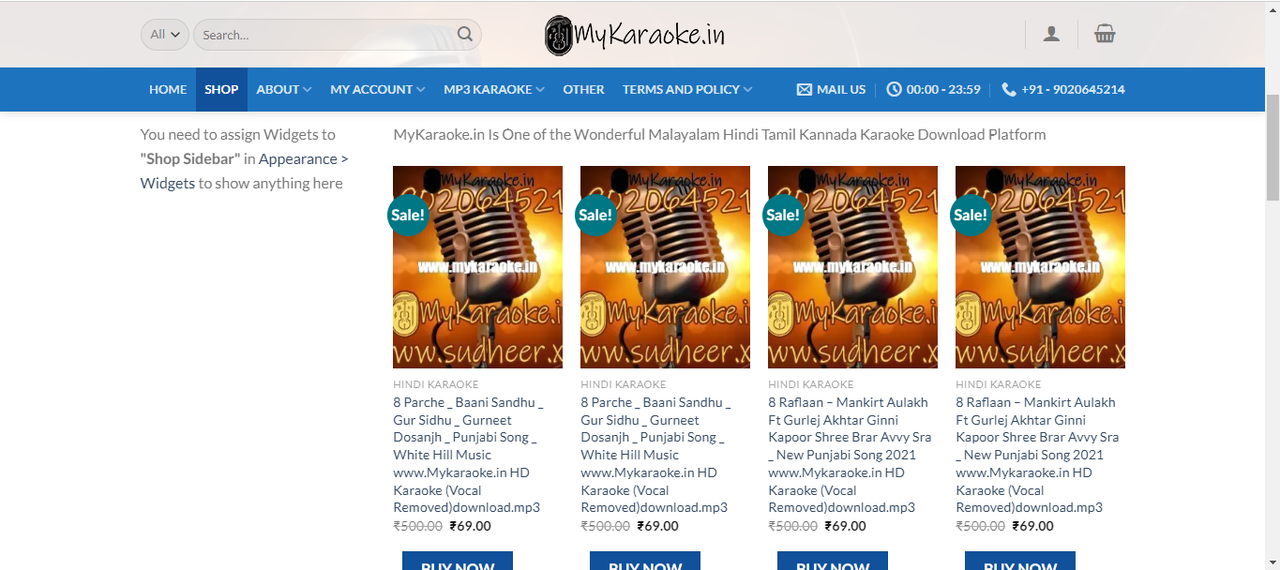 Interface of MyKaraoke - the popular platform to get free karaoke songs with lyrics