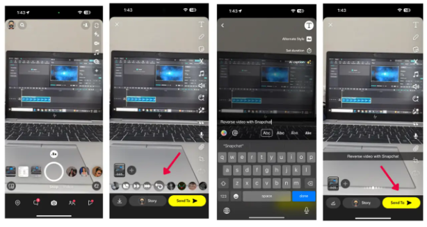 Showing how to reverse Snapchat video using its built-in feature