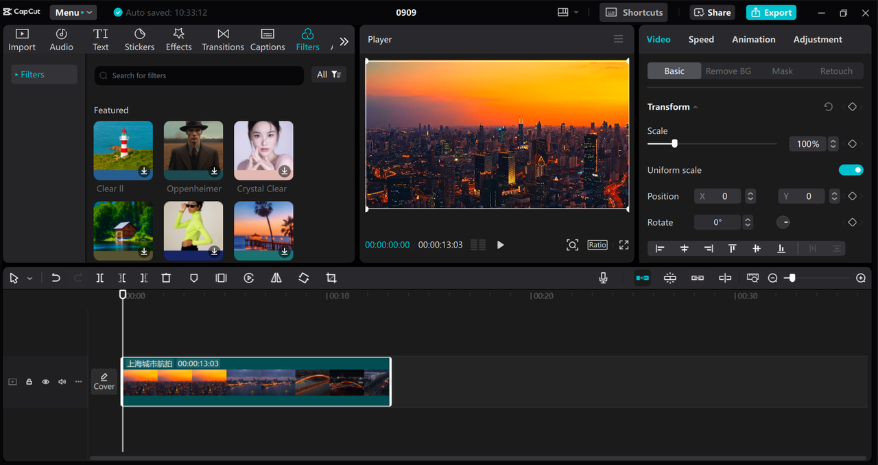 Interface of the CapCut desktop video editor - an easy way to reverse videos for Snapchat