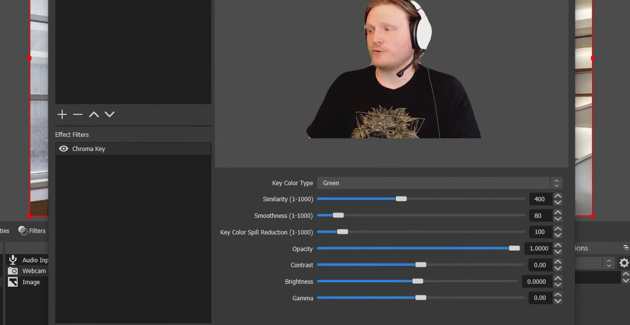 Applying chroma key in OBS