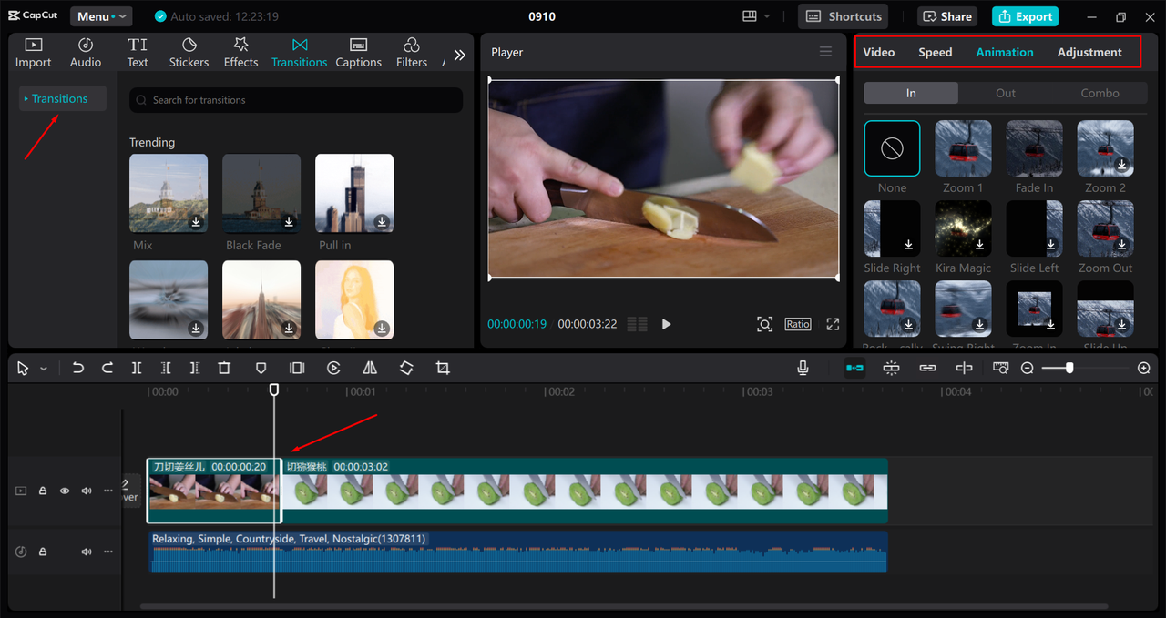 Creating match cuts in video using the CapCut desktop video editor