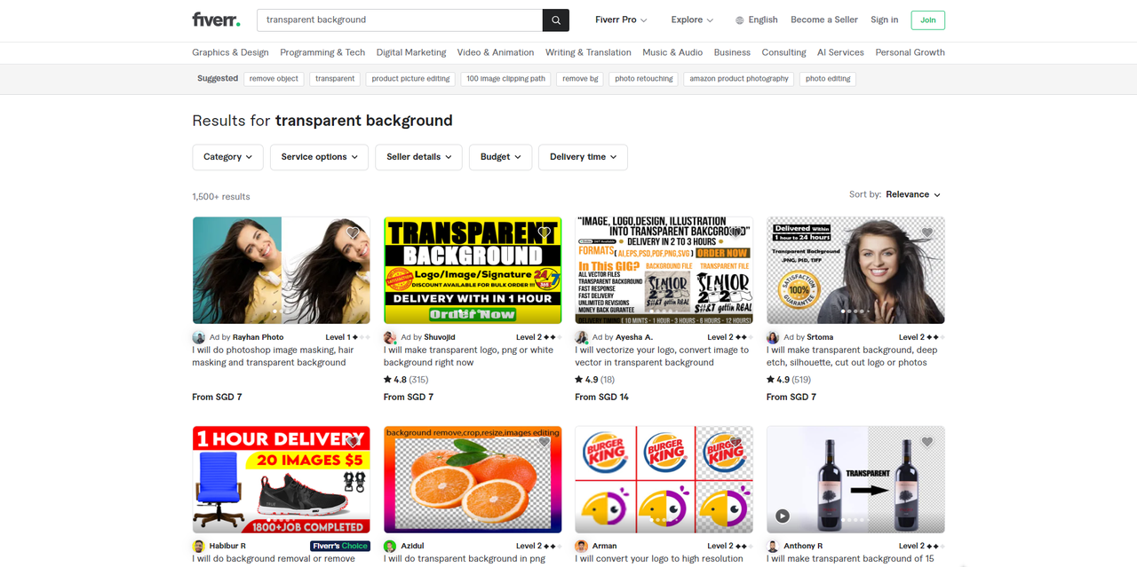 Create a transparent PNG using marketplace services