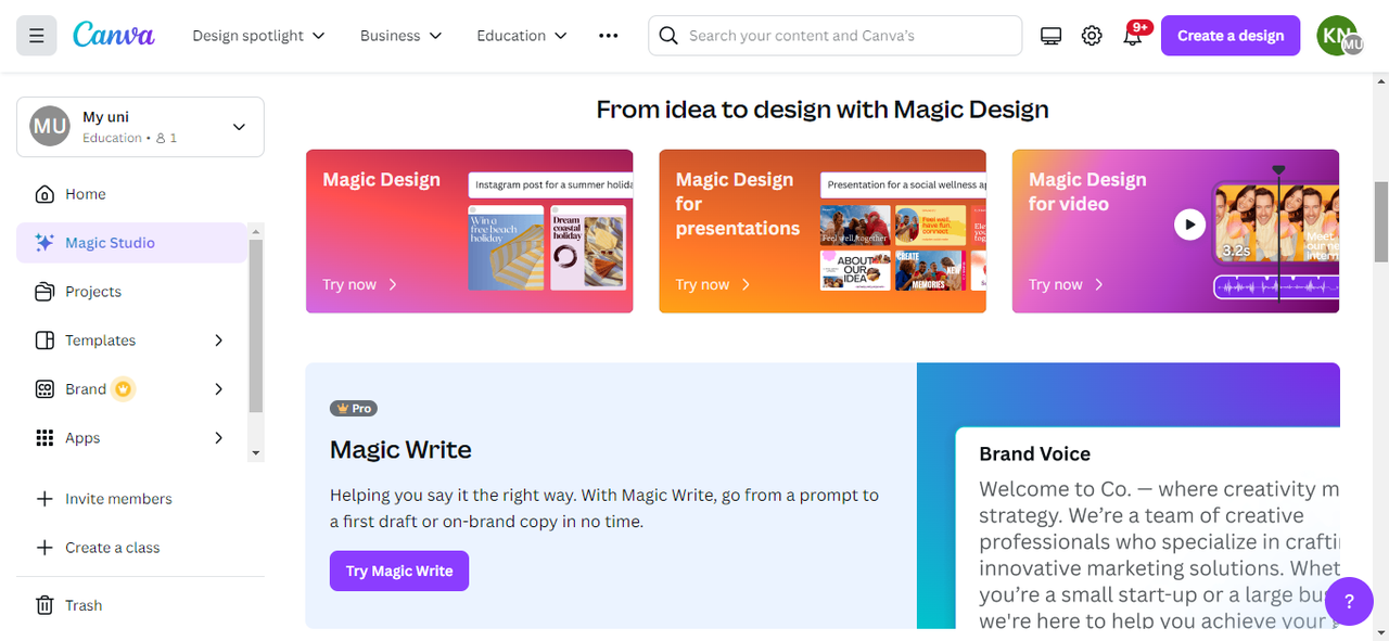 Magic design at Canva