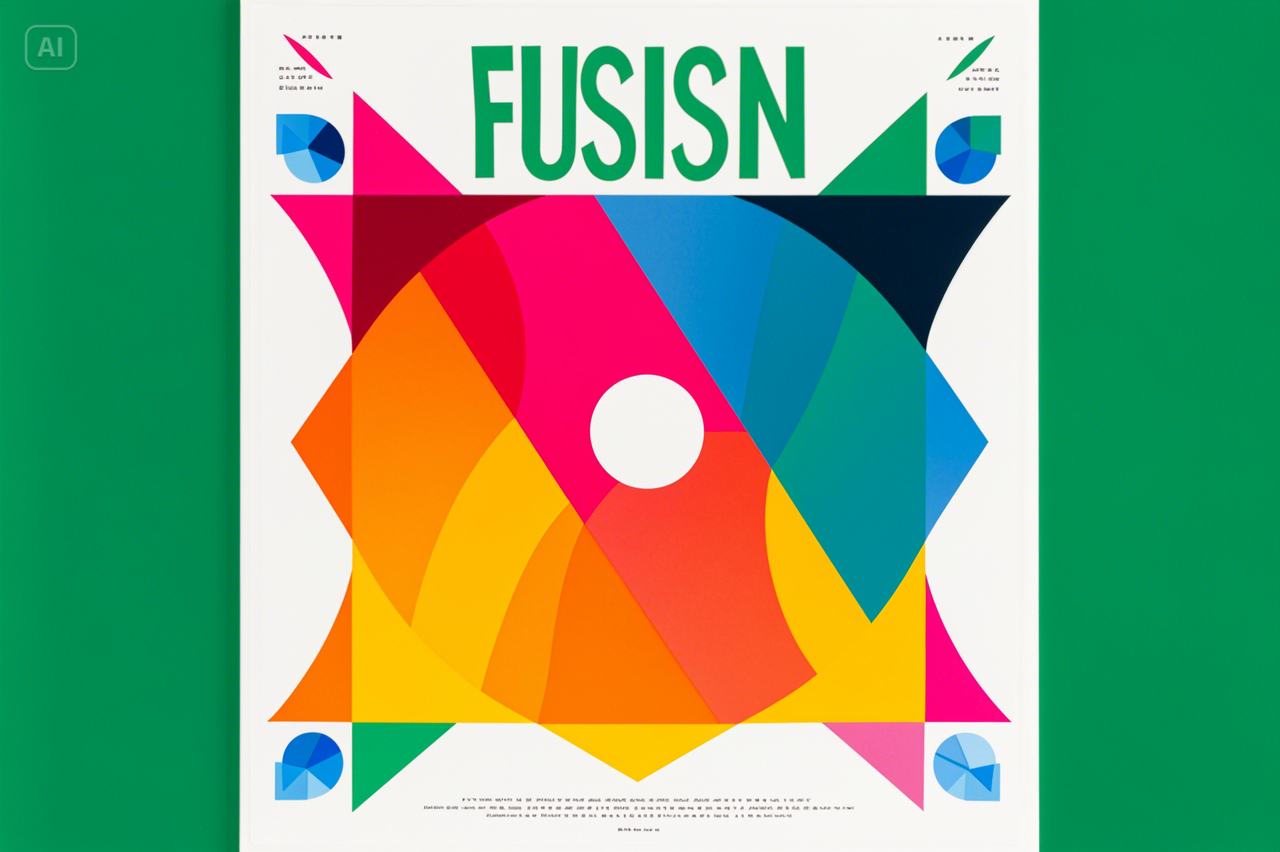 A bold, minimalist poster design with geometric shapes