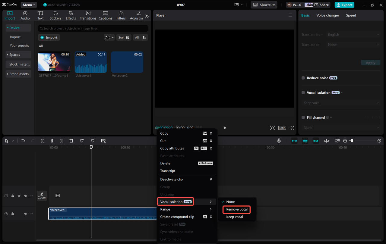 Creating a Karaoke track in the CapCut desktop video editor