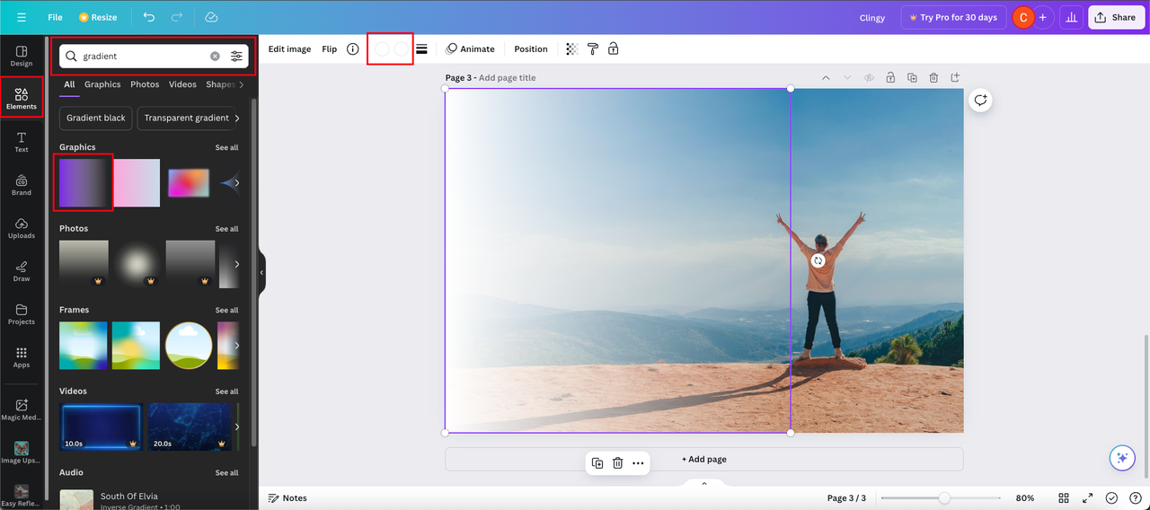 search gradient in Canva