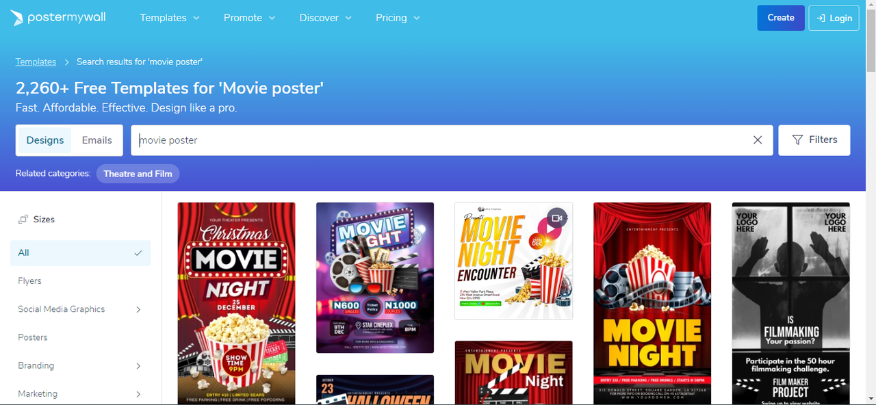 Select a movie poster template