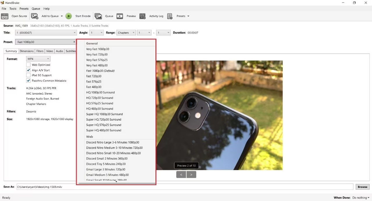 Configure video settings