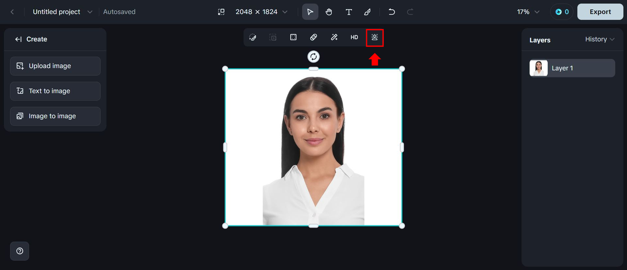 The "Remove background" icon on Dreamina