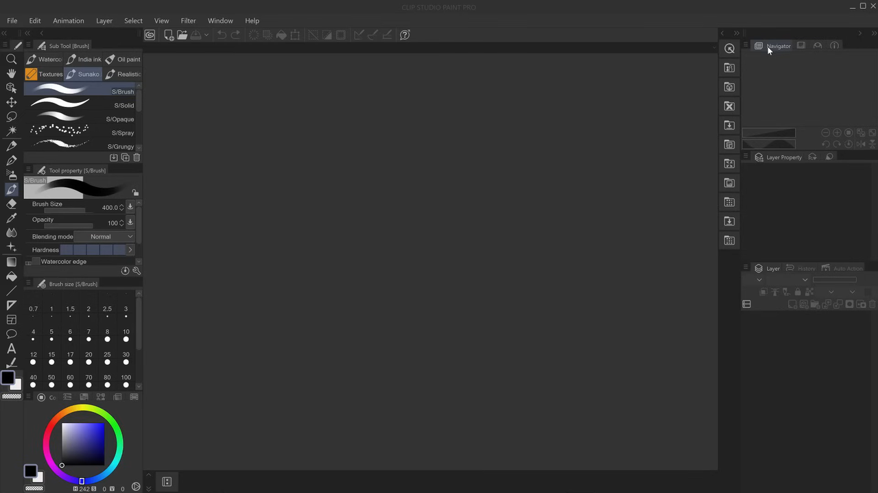 Clip Studio Paint's interface