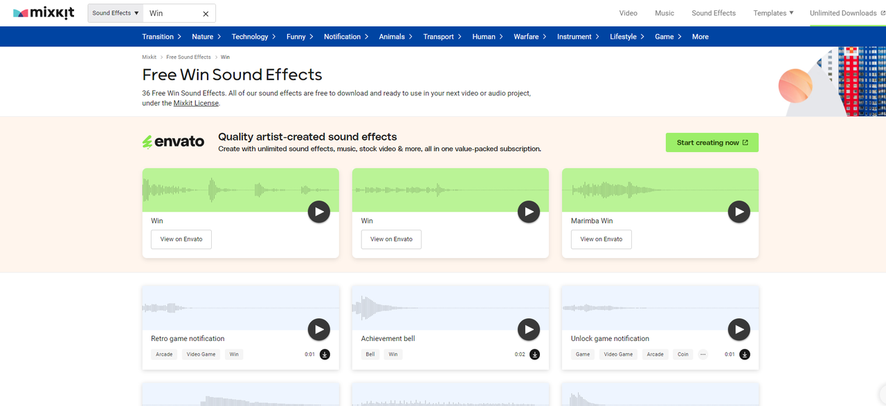 Mixkit offers win sound effects for free download