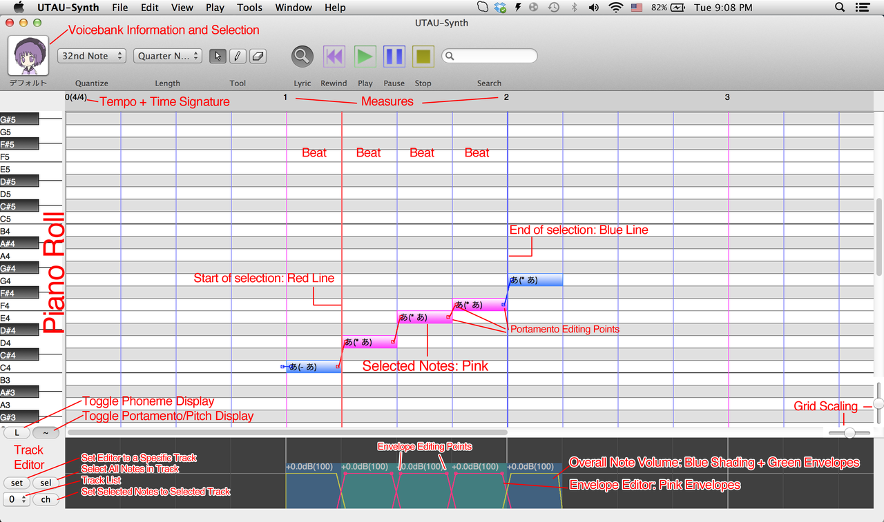 Interface of UTAU-synth - an effective free AI singing voice generator