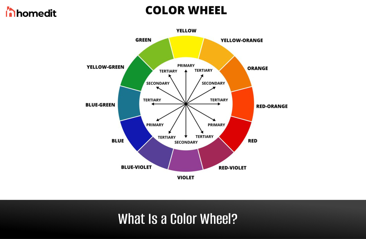 The colour wheel with primary, secondary, and tertiary colours