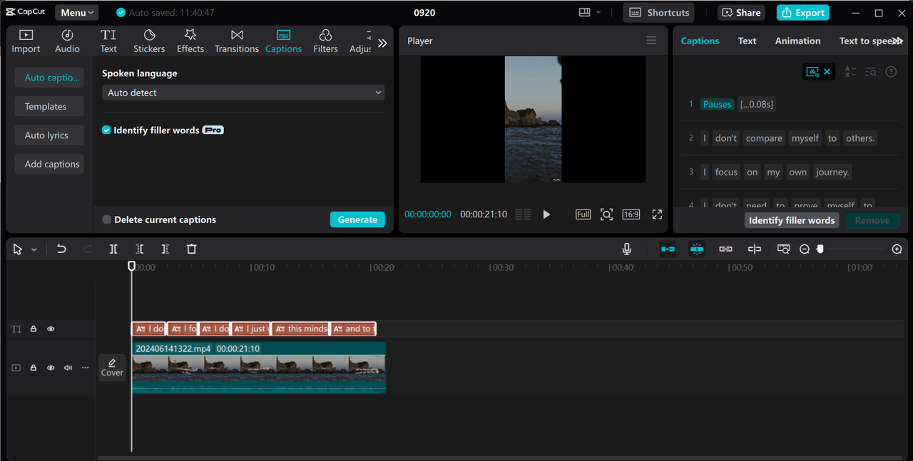 Interface of the CapCut desktop video editor - an effective platform to transcribe videos accurately 