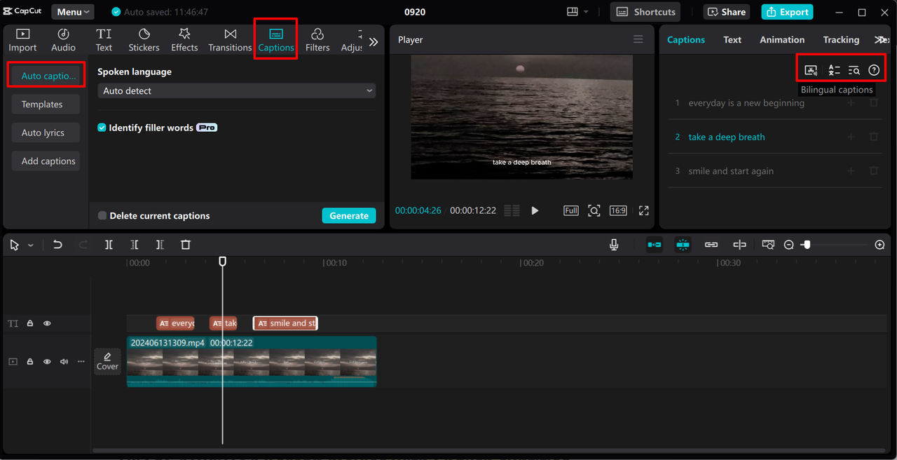 Generating and customizing subtitles in the CapCut desktop video editor