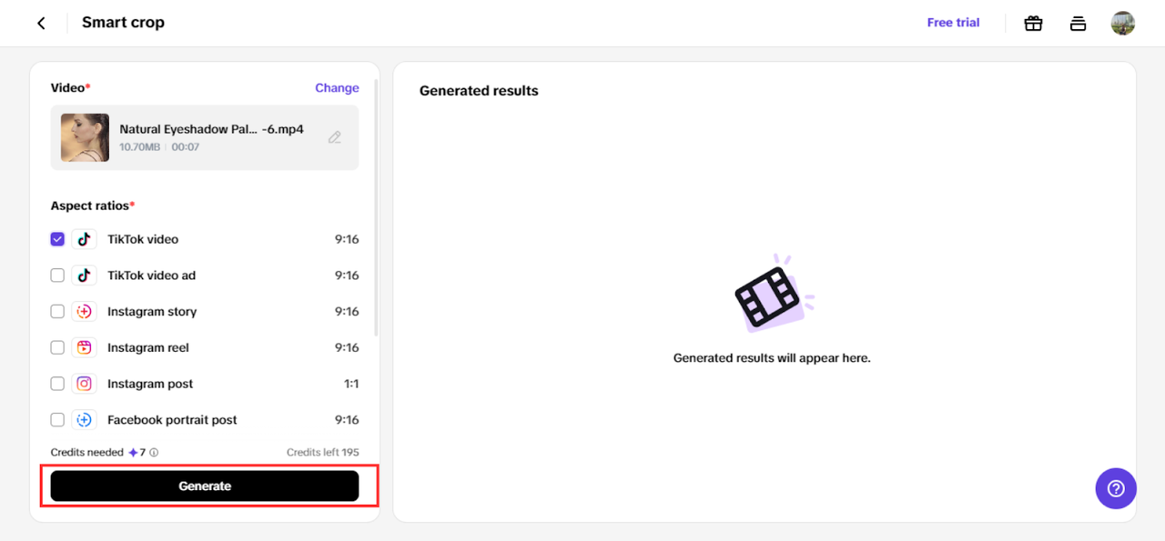 Generate your cropping video