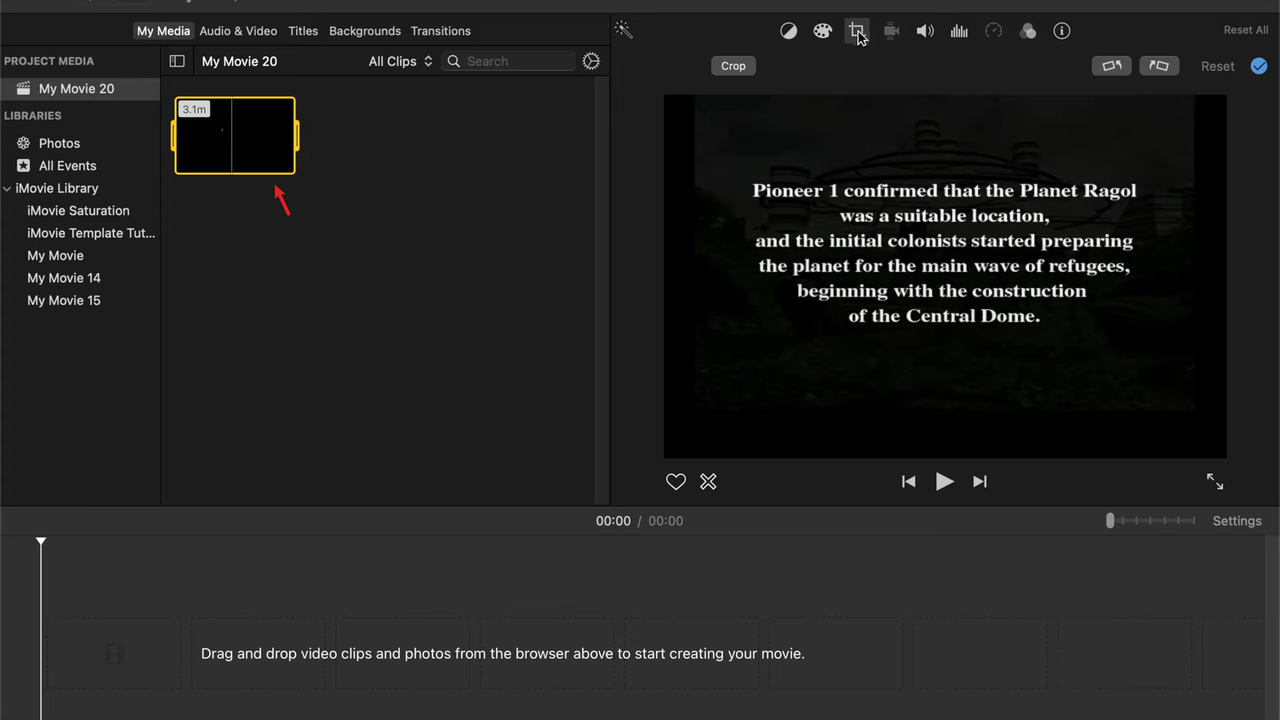 Open iMovie and import video