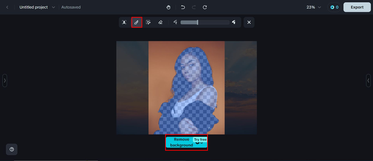 Dreamina's "Remove background" window