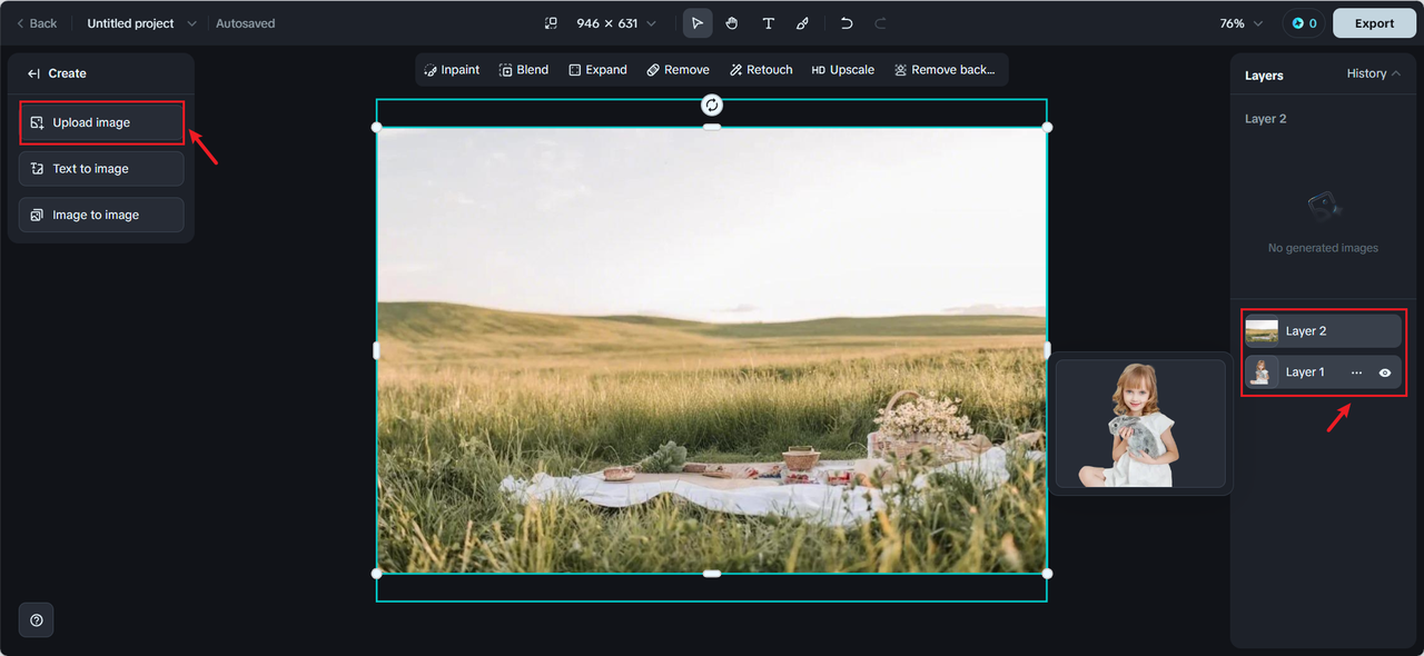 Upload new background image and adjust layers