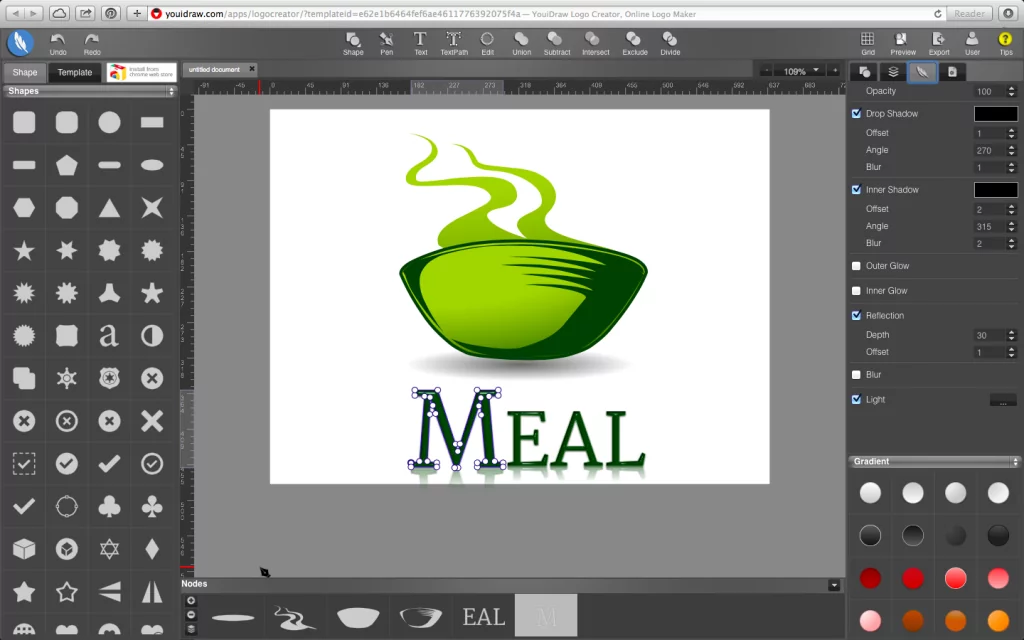 Create logo from text free by drawing a vector design at YouiDraw