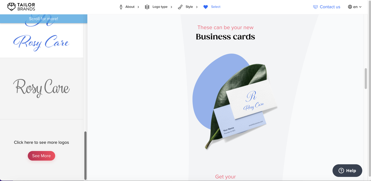 Tailor brand business card generator