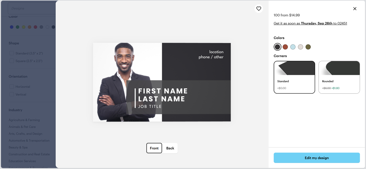 Create visiting cards online using Vistaprint's design tools