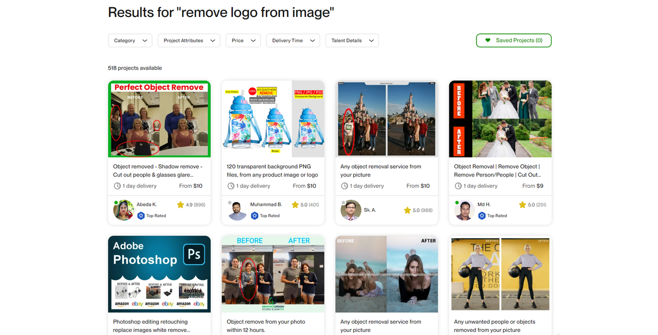 find professionals to remove logo from picture on Upwork