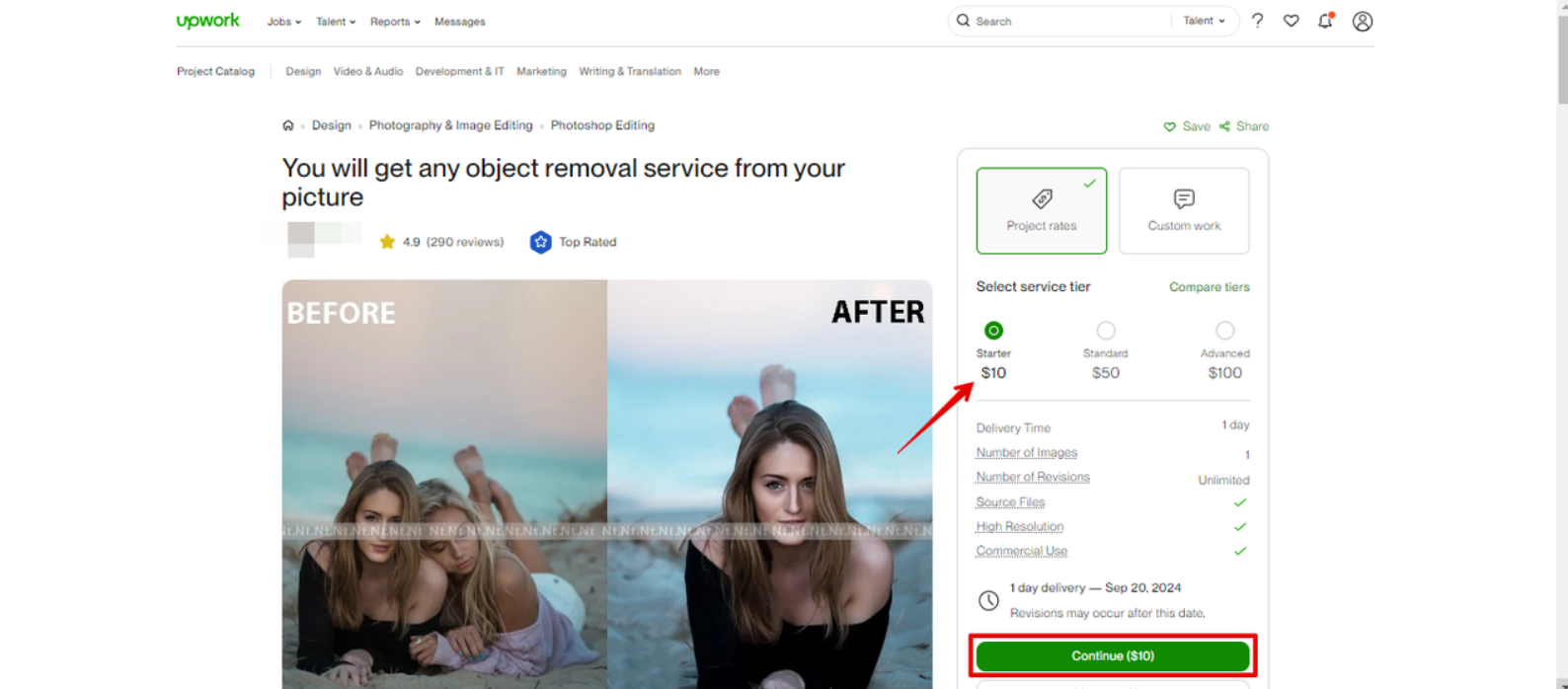 setting up project for removing logo from image on Upwork