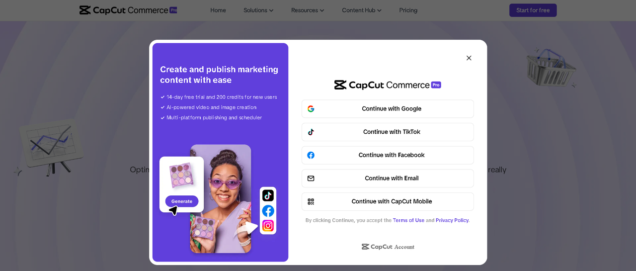  Signing in to CapCut Commerce Pro