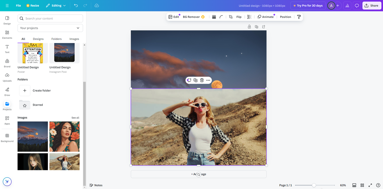 Canva AI photo combiner