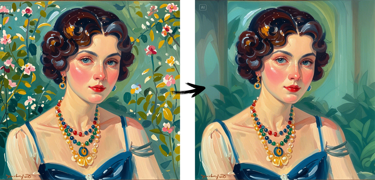 Dreamina's auto-select remover for oil painting