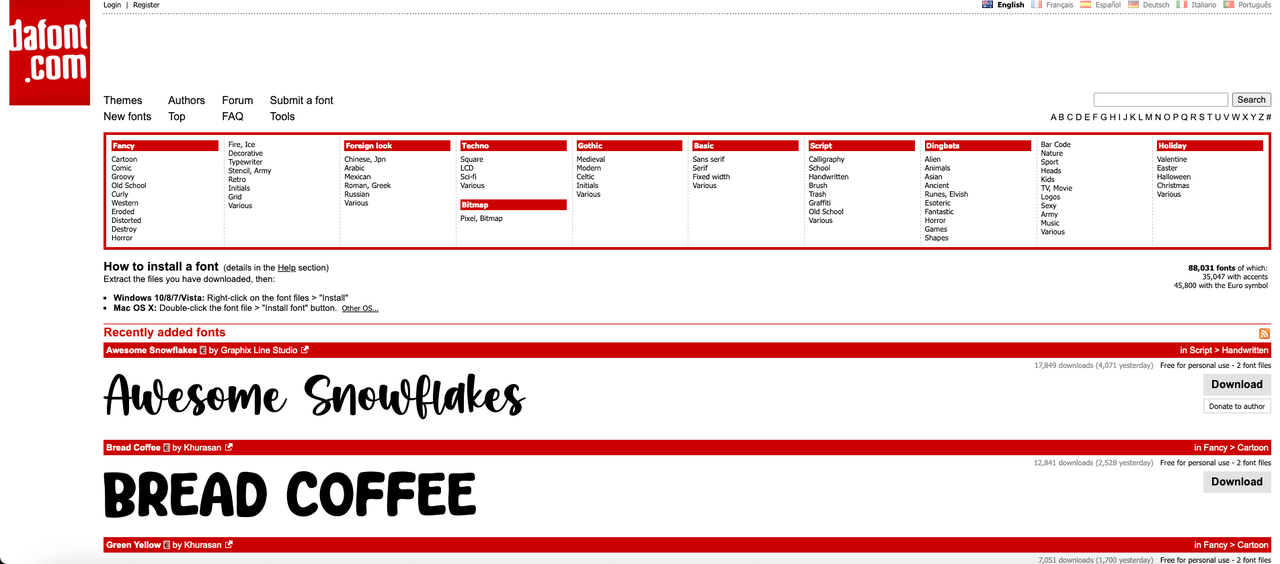 download fonts on DaFont
