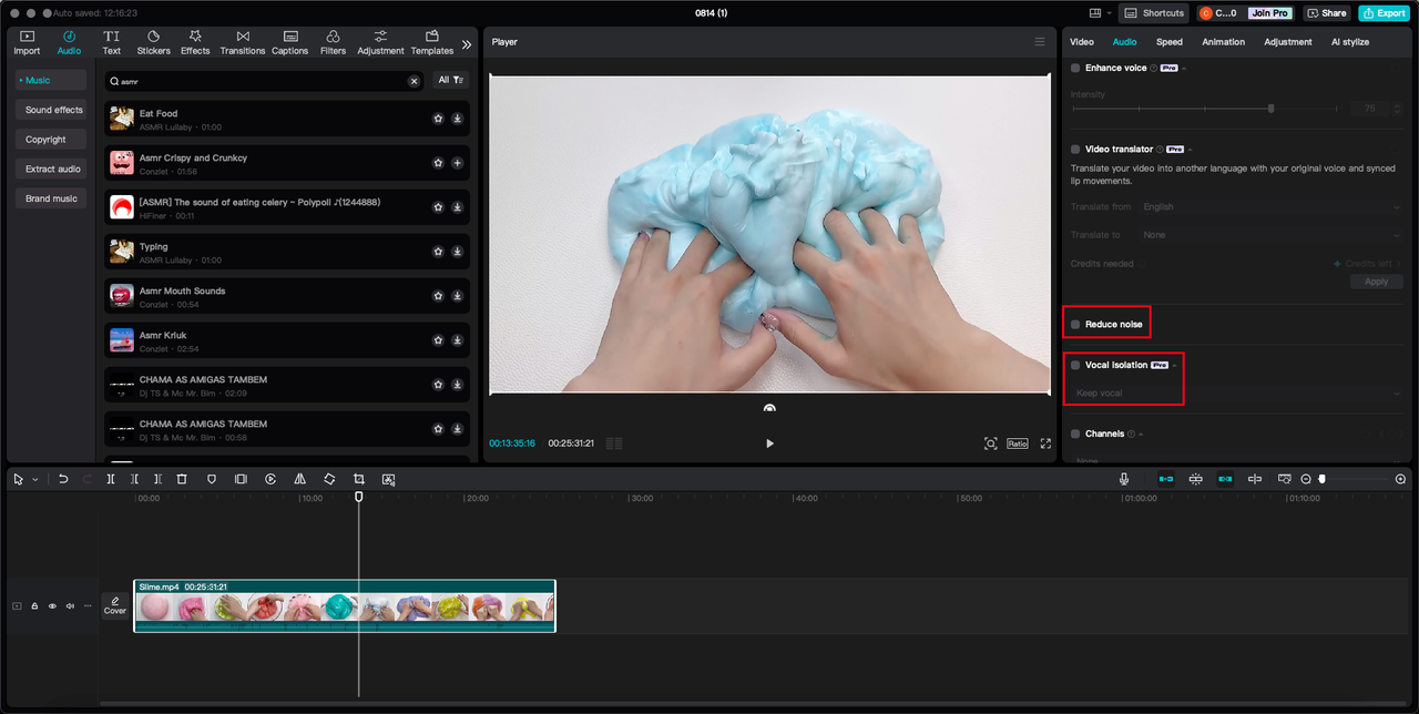 CapCut edit video interface