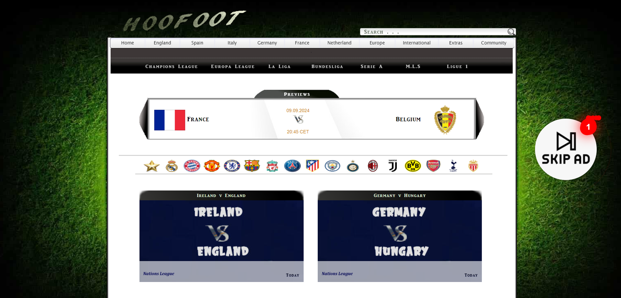 "Interface of HOOFOOT showing football highlights watch page