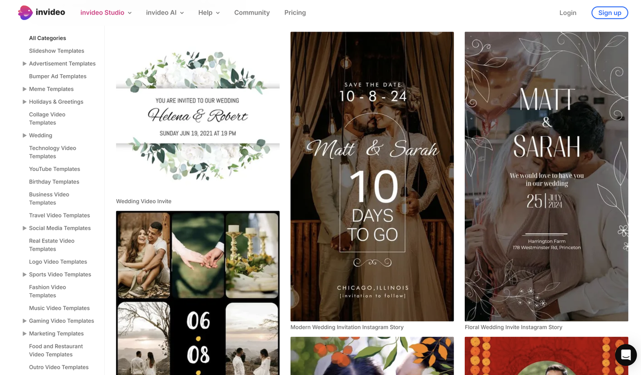 InVideo wedding video templates for free to download