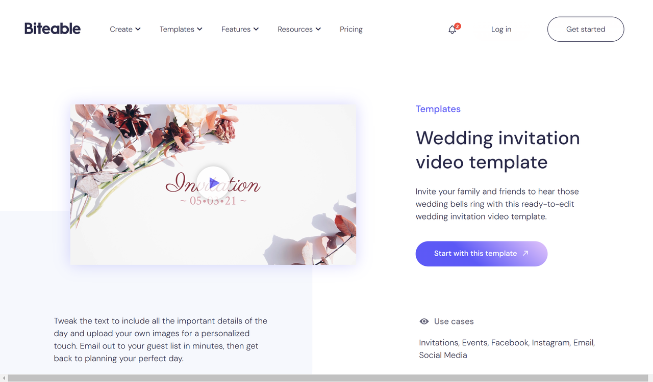 Biteable wedding invitation video template editor - video wedding invitation templates free download