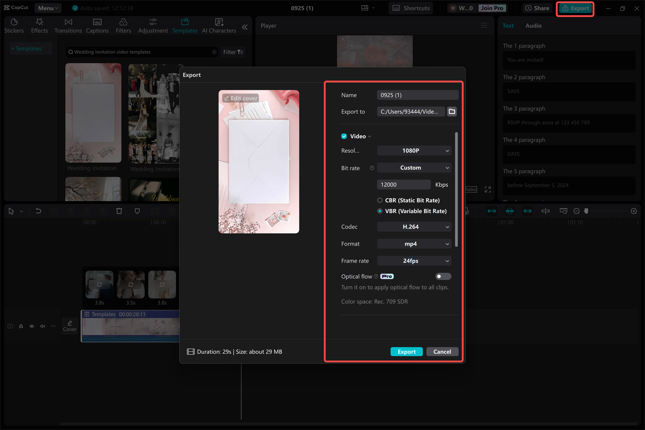 CapCut desktop video editor - how to create wedding invitation video with advanced features