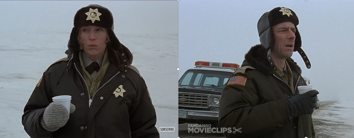 Example of a reverse angle shot in Fargo (1996) movie