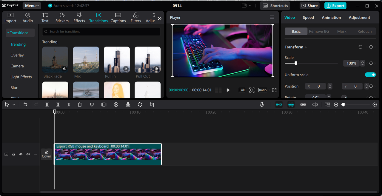 Editing interface of CapCut desktop video editor - a robust tool to make a montage video