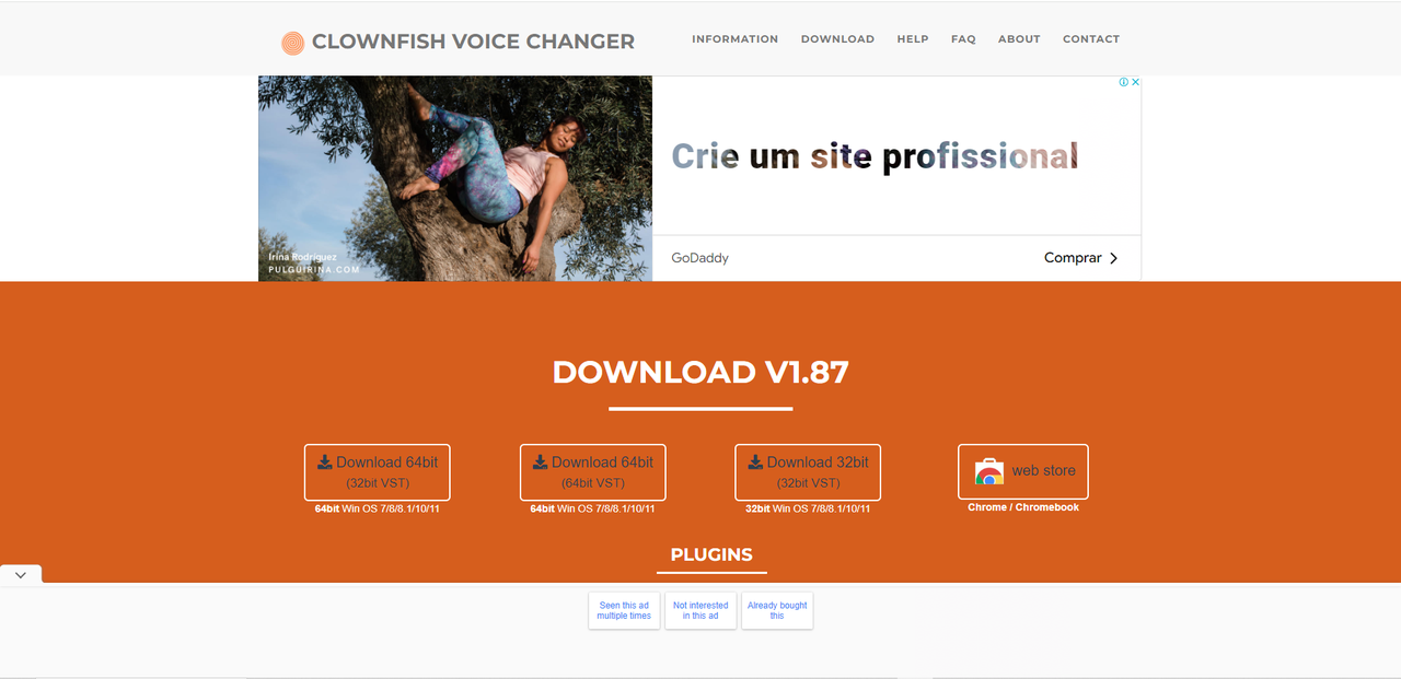 Showing different options to download Clownfish Voice Changer for PC