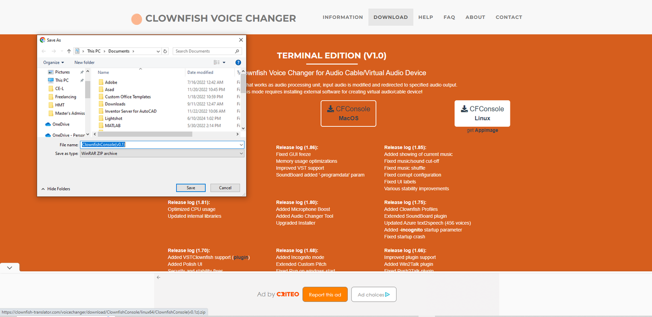 Showing how to download Clownfish Voice Changer for Mac