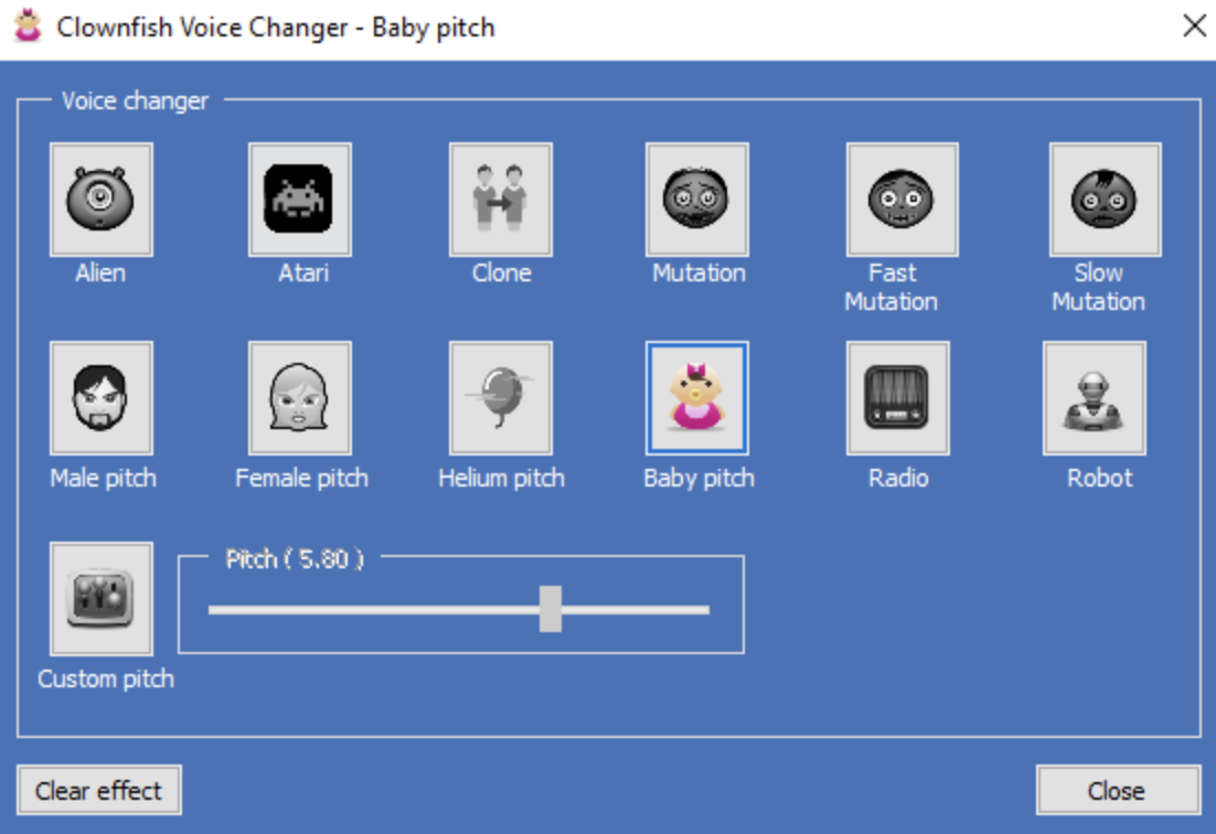 Changing voice with Clownfish Voice Changer on PC