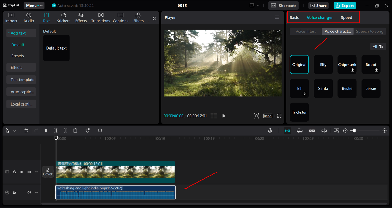 Using the Voice changer in the CapCut desktop video editor