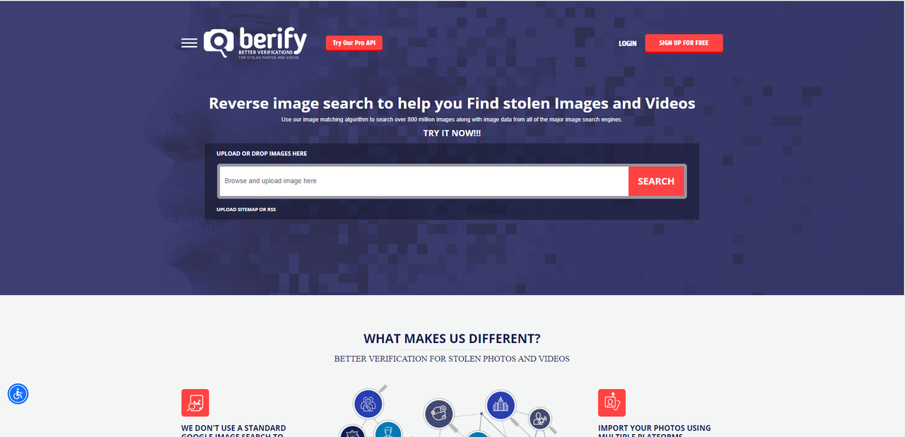 Interface of Berify - a tool to search video through image